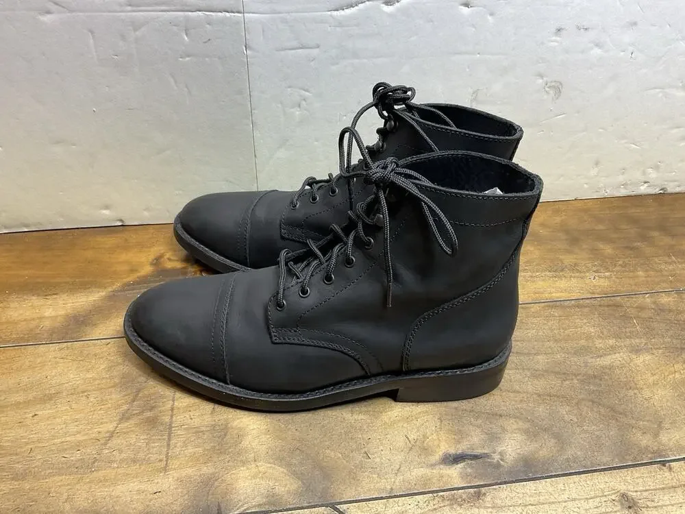 Thursday Boot Co Captain Matte Black Leather Lace Up Cap Toe Boots Mens 11.5